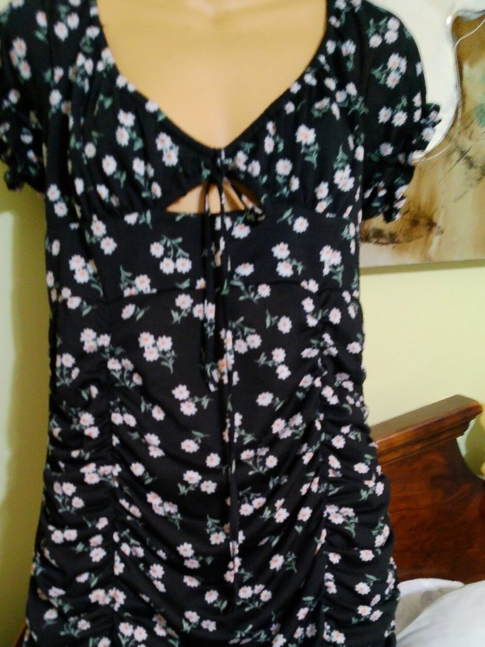 Liberty Love Juniors Black Floral Ruffle Dress size large great condition